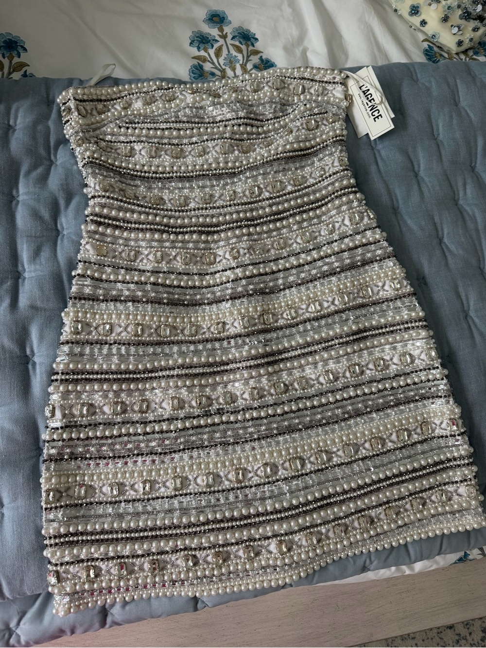 L'AGENCE White Beaded Dress
